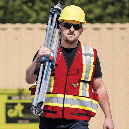 6678 High-Visibility Antimicrobial Mesh-Back Surveyor Vest, Red, Small, Polyester PB Rental Co. Ltd.