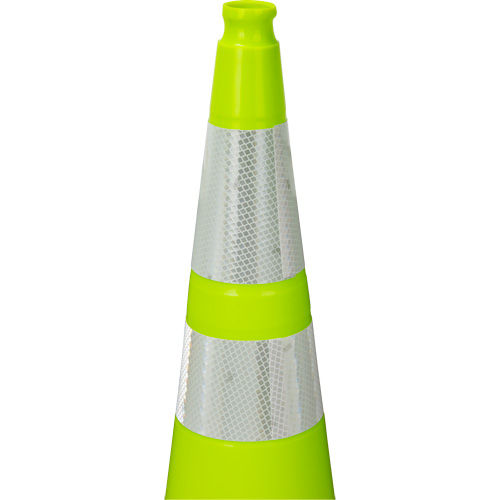 C&ocirc;ne de signalisation de premi&egrave;re qualit&eacute;, 36", Vert lime, Bande(s) r&eacute;fl&eacute;chissante(s) 4" & 6" PB Rental Co. Ltd.