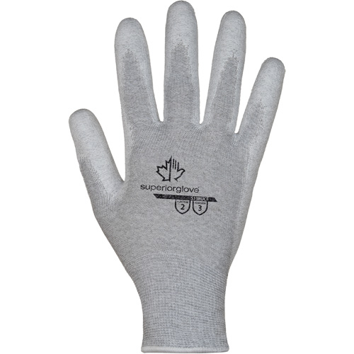 Gants blancs KnitActiv dissipatifs &eacute;lectrostatiques et peu pelucheux, 5, R&ecirc;vetement Polyur&eacute;thane, Calibre 13, Enveloppe en Nylon/Coton PB Rental Co. Ltd.