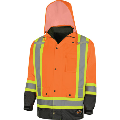 5056 Pioneer&reg; Yukon 7-in-1 Waterproof Winter Safety Parka, Polyester, Black/High Visibility Orange, X-Small PB Rental Co. Ltd.