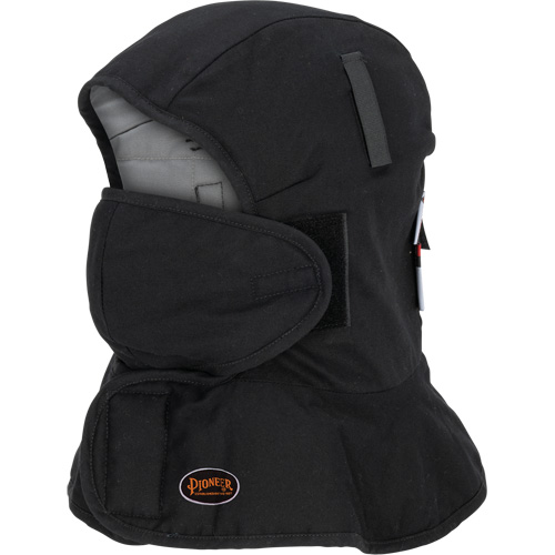 Pioneer 765A Flame-Resistant Quilted Hard Hat Liner with Long Neck & Detachable Mouthpiece, Black/Grey, Cotton/FR-Tech&reg;/Modacrylic/Nylon PB Rental Co. Ltd.