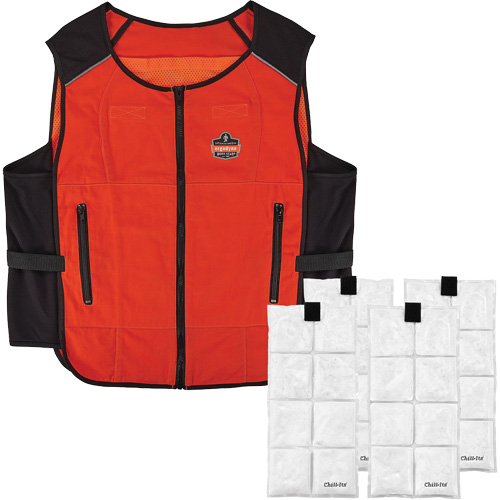Veste de refroidissement &agrave; changement de phase l&eacute;g&egrave;re avec sachets de recharge Chill-Its 6260, Grand/T-Grand, Orange PB Rental Co. Ltd.
