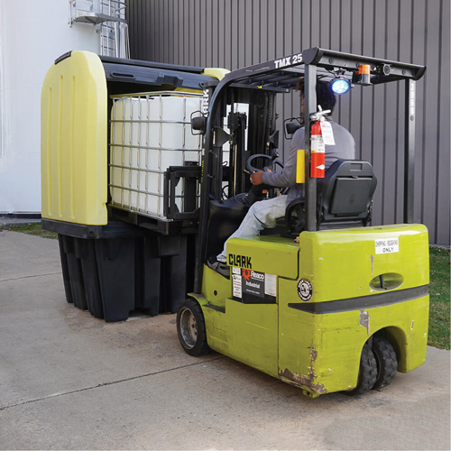 Yellow Roll Top Hardcover Spill Pallet with Drain, 65" L x 65" W x 101" H, 5000 lbs. Load Capacity PB Rental Co. Ltd.