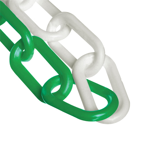Chaîne de barri&egrave;re en plastique &agrave; deux couleurs, Vert/Blanc, Maillon de 2", 500' de long PB Rental Co. Ltd.