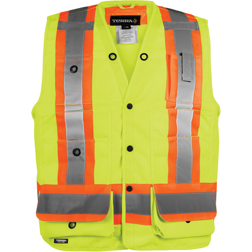 High-Visibility Surveyor's Vest, High Visibility Orange, Small, Polyester PB Rental Co. Ltd.
