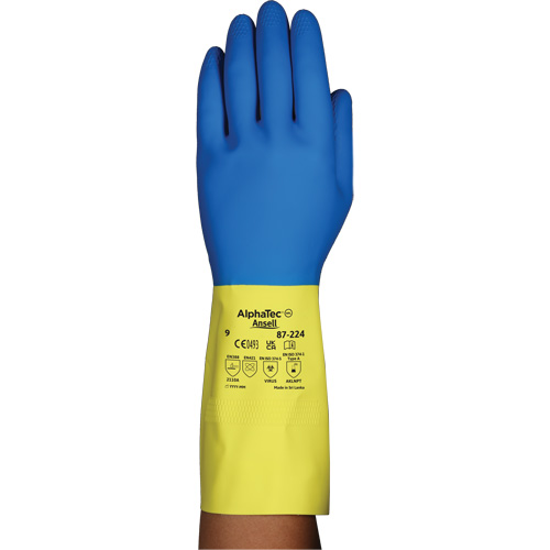Alphatec&reg; 87-224 Chemical-Resistant Gloves, Size 9, 12.8" L, Neoprene/Rubber Latex, Cotton/Flock-Lined Inner Lining, 26.8-mil PB Rental Co. Ltd.