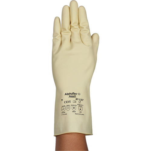 Gants naturels et l&eacute;gers AlphaTec 87-137, Taille 10, 11,8" lo, Latex de caoutchouc, 16 mils PB Rental Co. Ltd.