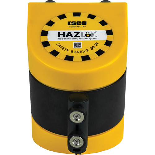 HAZLOK Safety Barrier System, Plastic, Magnetic Mount, 30', Black and Yellow Tape PB Rental Co. Ltd.