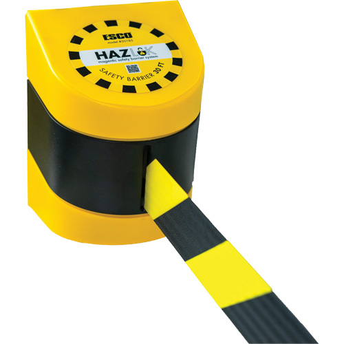 HAZLOK Safety Barrier System, Plastic, Magnetic Mount, 30', Black and Yellow Tape PB Rental Co. Ltd.