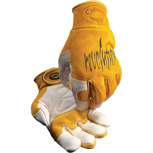 Gants de soudeur TIG/MIG de premi&egrave;re qualit&eacute; Caiman avec fermeture &agrave; boucles & crochets, Cuir de vache refendu, Taille Grand PB Rental Co. Ltd.
