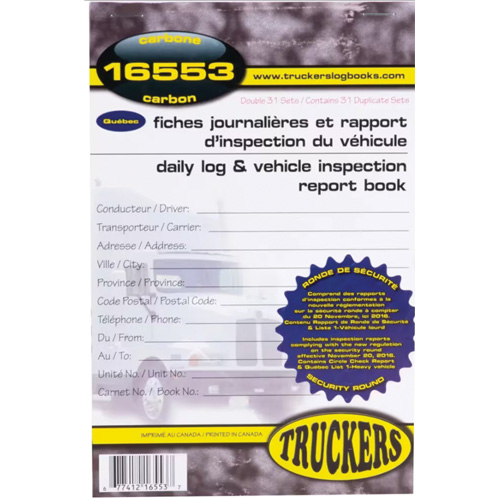 Carnet bilingue de registre quotidien et de rapport d'inspection de v&eacute;hicule PB Rental Co. Ltd.