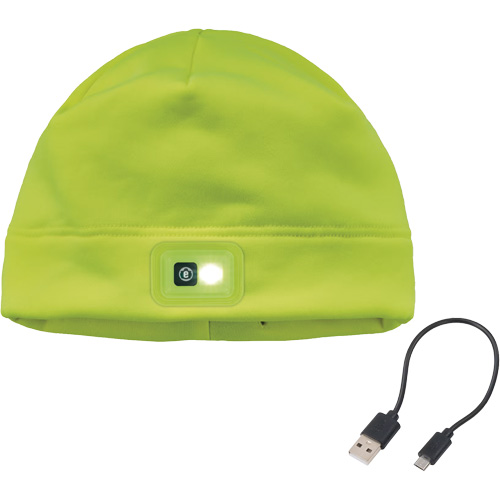 N-Ferno&reg; Winter Skull Cap with LED Rechargeable Light, Fleece Lining, One Size, High-Visibility Lime Green PB Rental Co. Ltd.