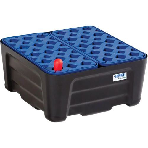Bac de r&eacute;tention noir et bleu avec caillebotis, 15,8" lo x 15,8" la x 7,1" h, Cap. de d&eacute;versement 5.3 gal. US PB Rental Co. Ltd.