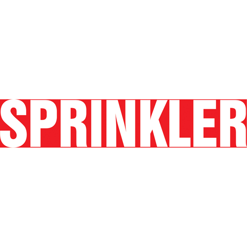 Marqueur de tuyau "Sprinkler", Autocollant, 1-1/2" h x 8" la, Blanc/rouge PB Rental Co. Ltd.