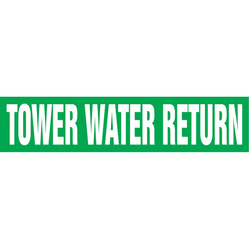 Marqueurs de tuyau "Tower Water Return", Autocollant, 2-1/2" h x 12" la, Blanc/vert PB Rental Co. Ltd.