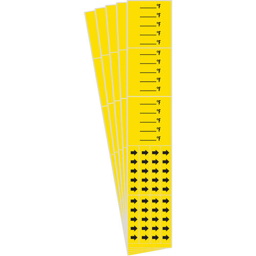 Marqueurs de tuyau avec espace vierge suivi du symbole °F , Autocollant, 2-1/4" h x 14" la, Noir sur jaune PB Rental Co. Ltd.