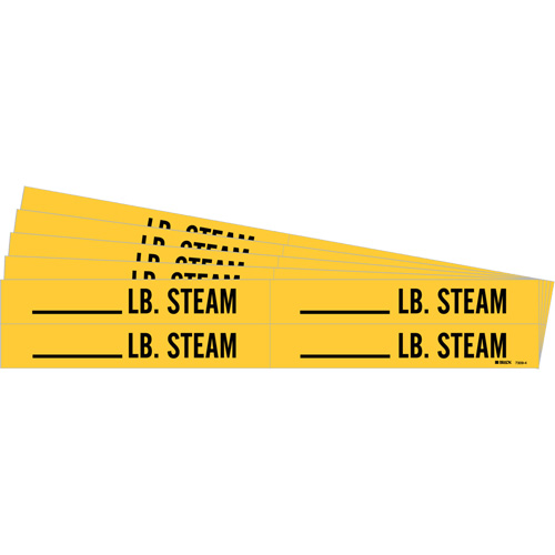 Marqueurs de tuyau avec espace vierge suivi de LB. Steam, Autocollant, 1-1/8" h x 7" la, Noir sur jaune PB Rental Co. Ltd.