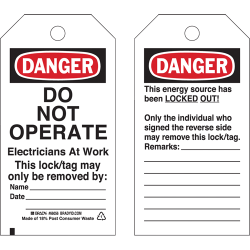 &eacute;tiquettes de verrouillage, Plastique, 3" la x 5-3/4" h, Anglais PB Rental Co. Ltd.