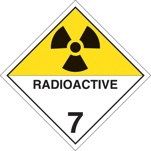 Plaque-&eacute;tiquette TMD mati&egrave;res radioactives, Plastique PB Rental Co. Ltd.