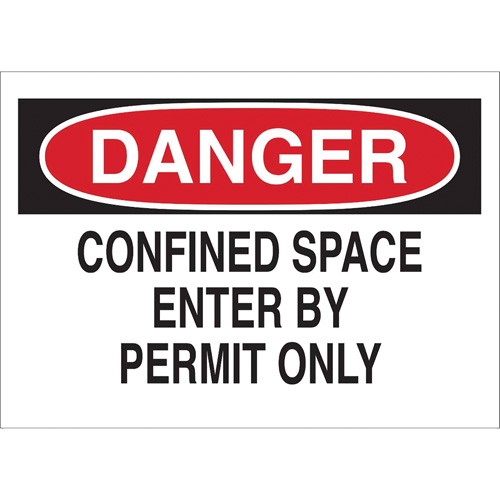 "DANGER Confined Space Enter By Permit Only" Sign, 10" x 14", Polystyrene, English PB Rental Co. Ltd.