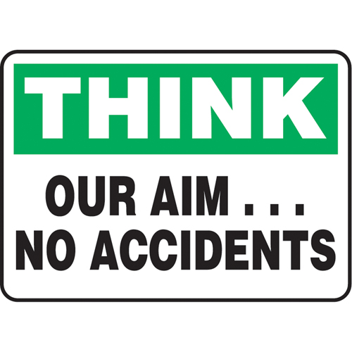 Enseigne  Our Aim… No Accidents , 7" x 10", Aluminium, Anglais PB Rental Co. Ltd.