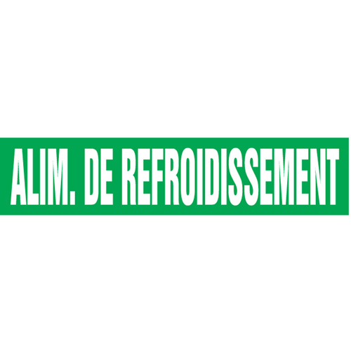 Marqueurs de tuyau "Alim. de Refroidissement", Autocollant, 2-1/2" h x 12" la, Blanc/vert PB Rental Co. Ltd.