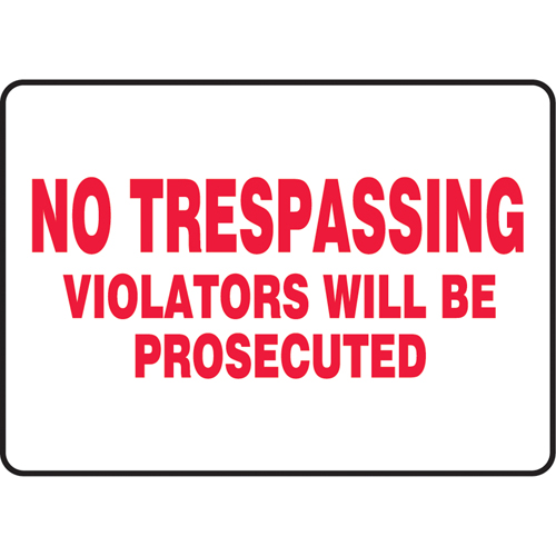 Enseigne  No Trespassing , 7" x 10", Vinyle, Anglais PB Rental Co. Ltd.