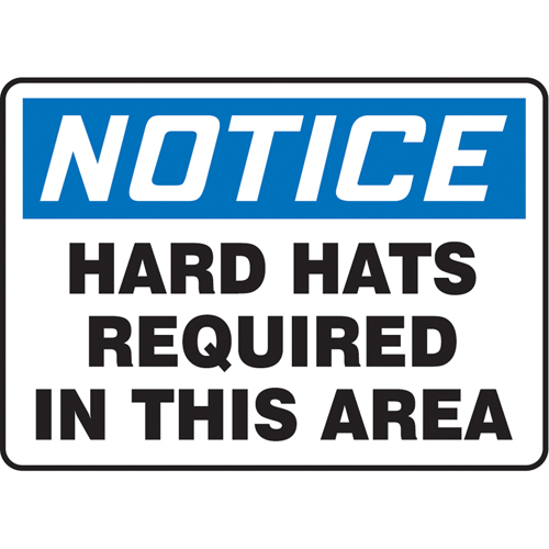 Enseigne  Hard Hats Required , 7" x 10", Vinyle, Anglais PB Rental Co. Ltd.