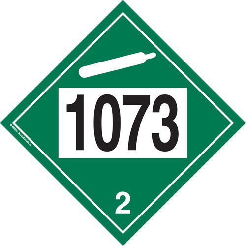 Plaque-&eacute;tiquette TMD 1073 pour gaz ininflammable oxyg&egrave;ne liqu&eacute;fi&eacute;, Plastique PB Rental Co. Ltd.