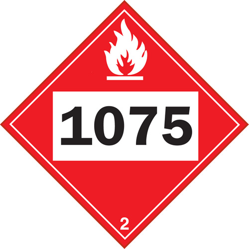Plaque-&eacute;tiquette TMD 1075 pour gaz inflammable oxyg&egrave;ne liqu&eacute;fi&eacute;, Plastique PB Rental Co. Ltd.