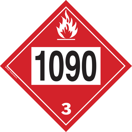 Plaque-&eacute;tiquette TMD 1090 pour liquide inflammable ac&eacute;tone, Plastique PB Rental Co. Ltd.