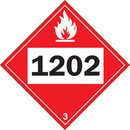 1202 Fuel Oil Flammable Liquid TDG Placard, Adhesive Vinyl PB Rental Co. Ltd.