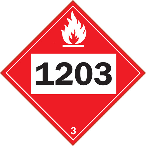 1203 Gasohol & Gasoline Flammable Liquid TDG Placard, Adhesive Vinyl PB Rental Co. Ltd.