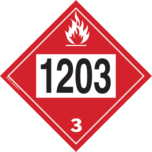 Plaque-&eacute;tiquette TMD 1203 pour liquide inflammable essence & essence-alcohol, Plastique PB Rental Co. Ltd.