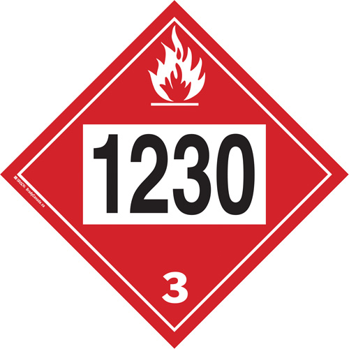 1230 Methanol TDG Placard, Plastic PB Rental Co. Ltd.