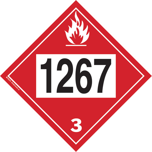 Plaque-&eacute;tiquette TMD 1267 pour liquide inflammable p&eacute;trole brut, Vinyle adh&eacute;sif PB Rental Co. Ltd.