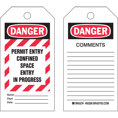 &eacute;tiquettes Confined Space, Polyester, 3" la x 5-3/4" h, Anglais PB Rental Co. Ltd.
