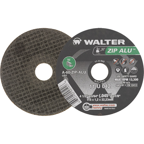 Zip Alu Cut-Off Wheel, 4-1/2" x 3/64", 7/8" Arbor, Type 1, Aluminum Oxide, 13300 RPM PB Rental Co. Ltd.