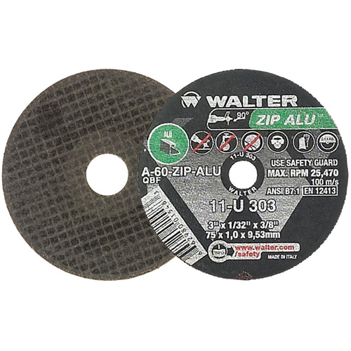 ZIP ALU Cutting Wheel, 3" x 1/32", 3/8" Arbor, Type 1, Aluminum Oxide, 25470 RPM PB Rental Co. Ltd.