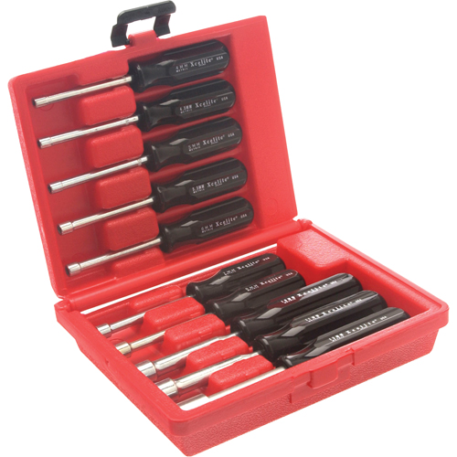 Jeu de tourne-&eacute;crous &agrave; mandrin perc&eacute; avec mallette en plastique rouge, 10 mcx, M&eacute;trique PB Rental Co. Ltd.