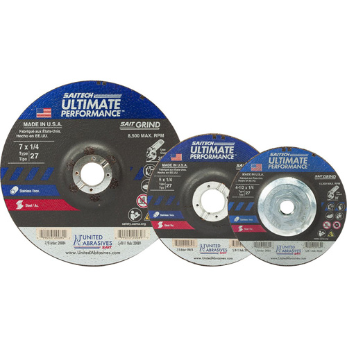 Saitech Ultimate Performance Grinding Wheel, 7" x 1/4", 7/8" Arbor, Aluminum Oxide, Type 27 PB Rental Co. Ltd.