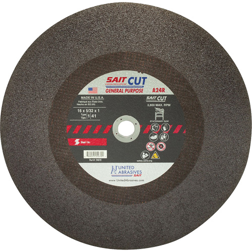 Scie &agrave; tronçonner C24R, 12" x 1/8", Arbre de 1", Type 1, Oxyde d'aluminium, 5100 Tr/min PB Rental Co. Ltd.