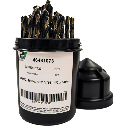 Mechanics Length Jobber Drill 135° - 1/16" to 1/2" by 1/64", 29 Pieces, High Speed Steel PB Rental Co. Ltd.