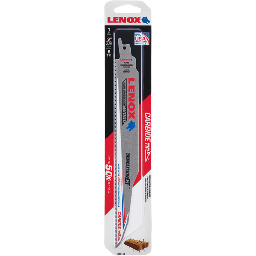 Demolition Reciprocating Saw Blade, Carbide, 6 TPI, 9" L x 1" W PB Rental Co. Ltd.