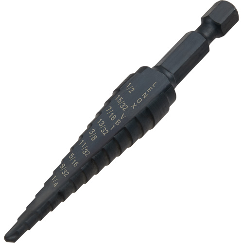 #1 Step Drill Bit, 1/8" - 1/2" , 1-3/2" Increments, High Speed Steel PB Rental Co. Ltd.