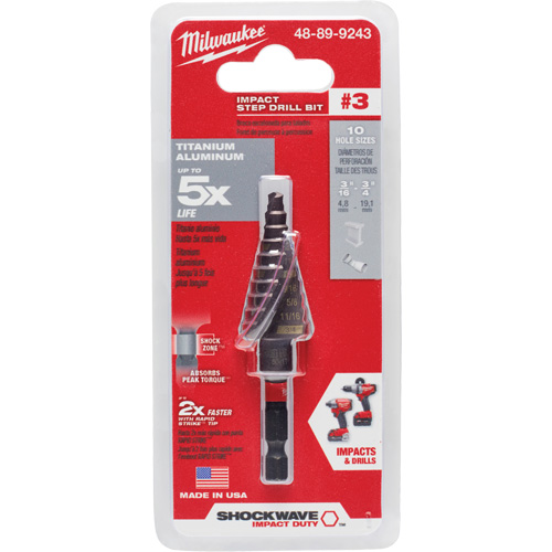 Foret &eacute;tag&eacute; #3 Shockwave Impact Duty, 3/16" - 3/4", Incr&eacute;ments de 1/16", Titane PB Rental Co. Ltd.