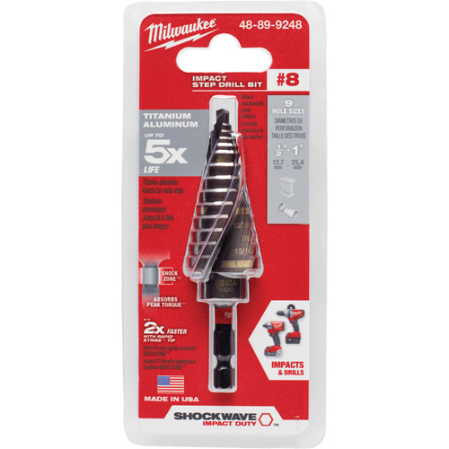 Foret &eacute;tag&eacute; #8 Shockwave Impact Duty, 1/2" - 1", Incr&eacute;ments de 1/16", Titane PB Rental Co. Ltd.