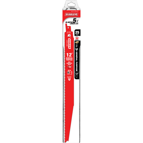 Lame de scie alternative tout usage, Bim&eacute;tal, 8-14 Dents par pouce, 12" lo x 1" la PB Rental Co. Ltd.