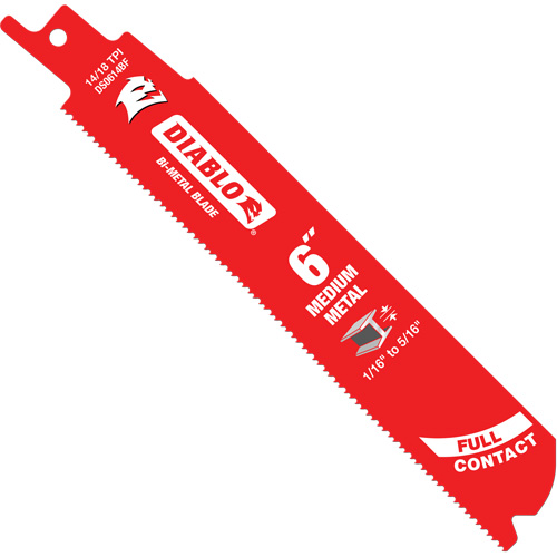 Medium Metal Reciprocating Saw Blade, Bi-Metal, 14-18 TPI, 6" L x 1" W PB Rental Co. Ltd.