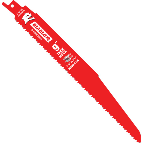 Lame de scie alternative pour la d&eacute;molition et les m&eacute;taux &eacute;pais, Bim&eacute;tal, 8-10 Dents par pouce, 9" lo PB Rental Co. Ltd.